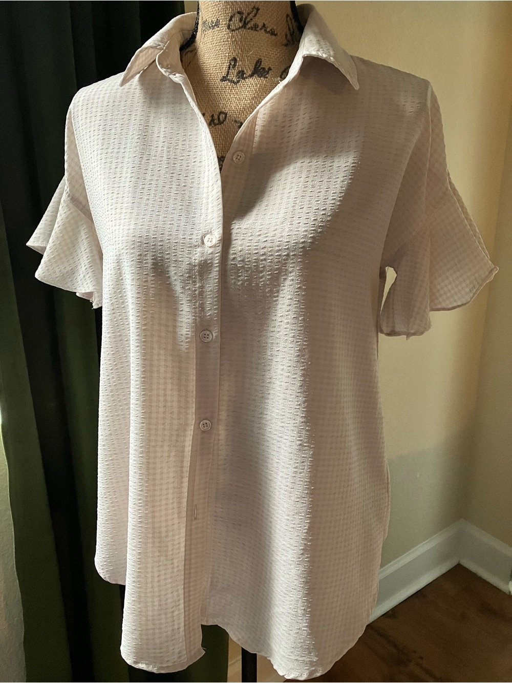 MAX STUDIO striped flutter sleeve blouse